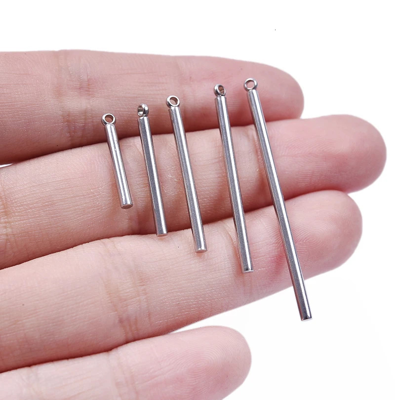 10 piecesbatch cylindrical stainless steel pendant charm DIY jewelry making accessories necklace earrings 250325