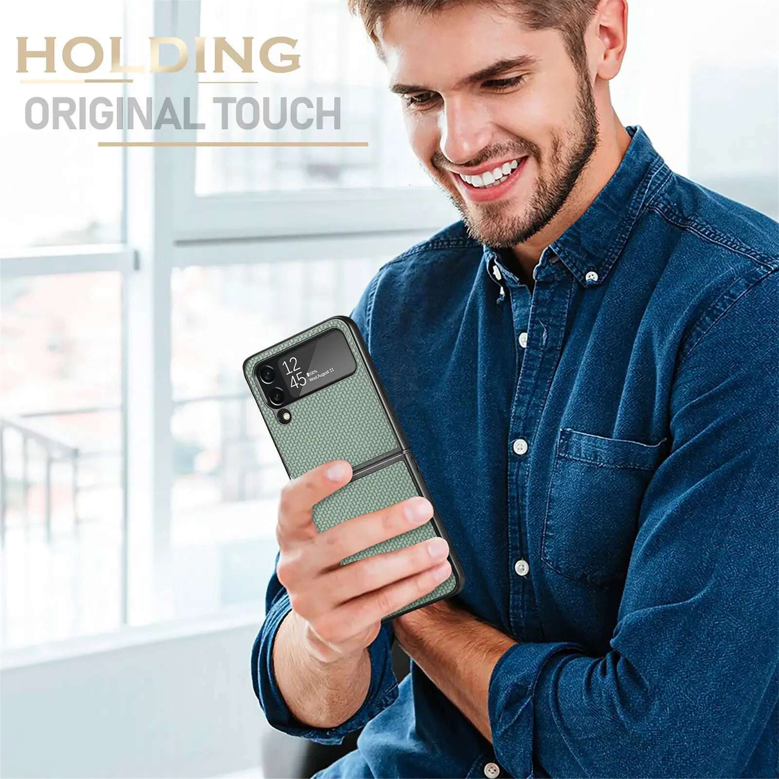 Carbon Fiber Fashion Case for Samsung Galaxy Z 4 5 6 flip6 Flip5 Flip2 5G Flip4 Flip 3 2 Flip3 Protective Slim Cover