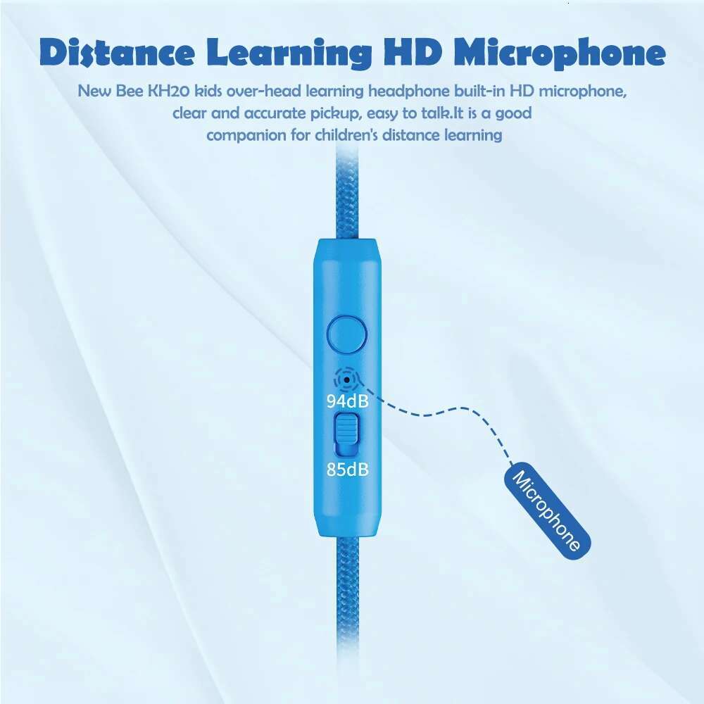 New Bee KH20 Kids Study Wired Headphones Headphone Foldable Earphone with Mic Music Headset Limited Volume for Children
