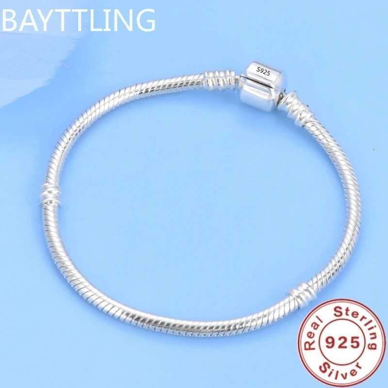 Famous Brand Original Certified Sterg Sier Bracelet for Women DIY Charms Beads Snake k Chain Classic Fine Jewelry