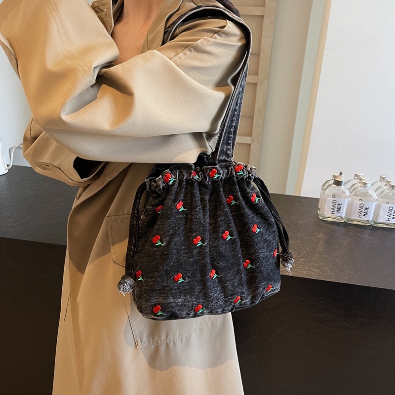 designer bag Canvas new cute cherry crossbody large capacity handbag denim tote bag coachtotebag