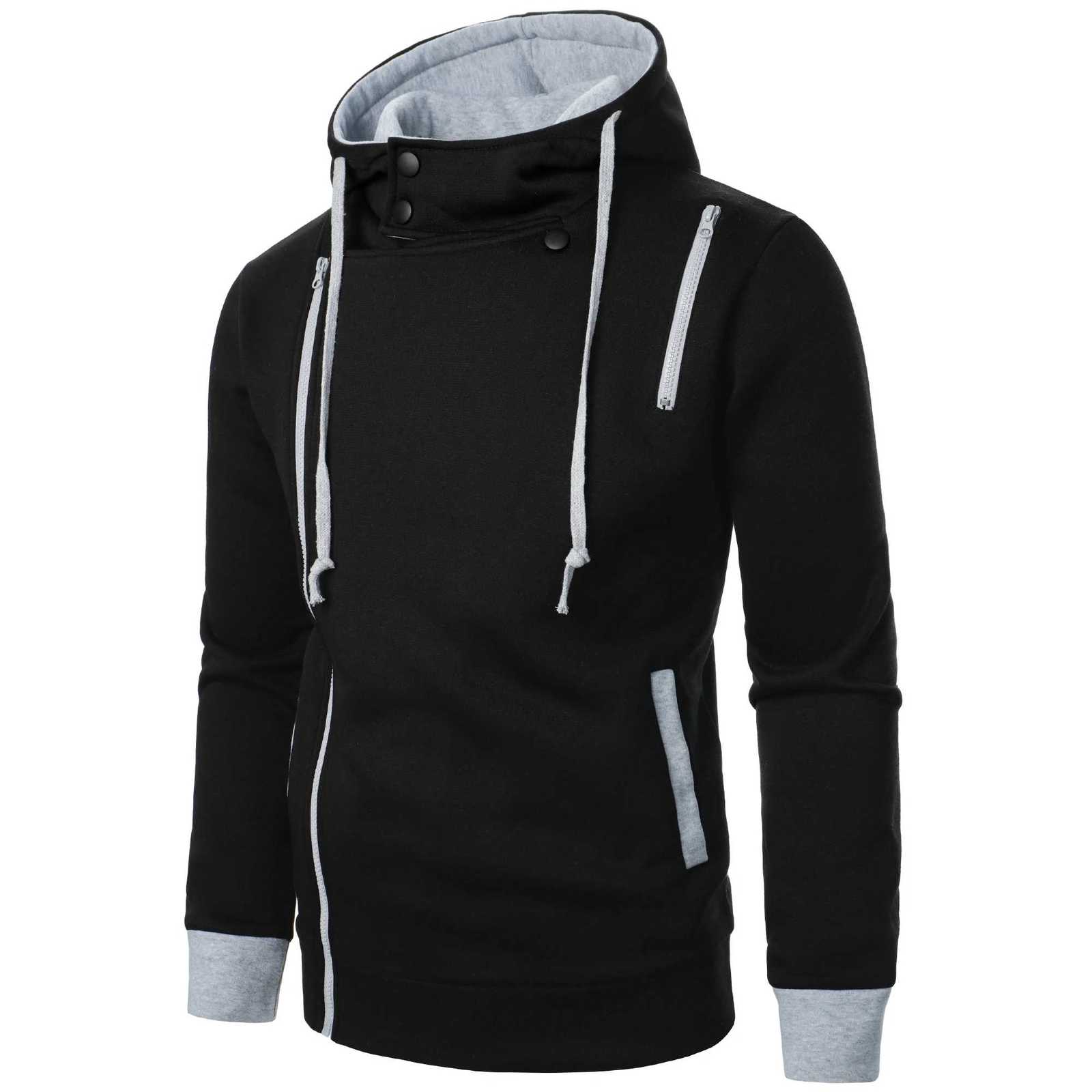 Autumn and winter mens casual sports color matching zipper hoodie W251106