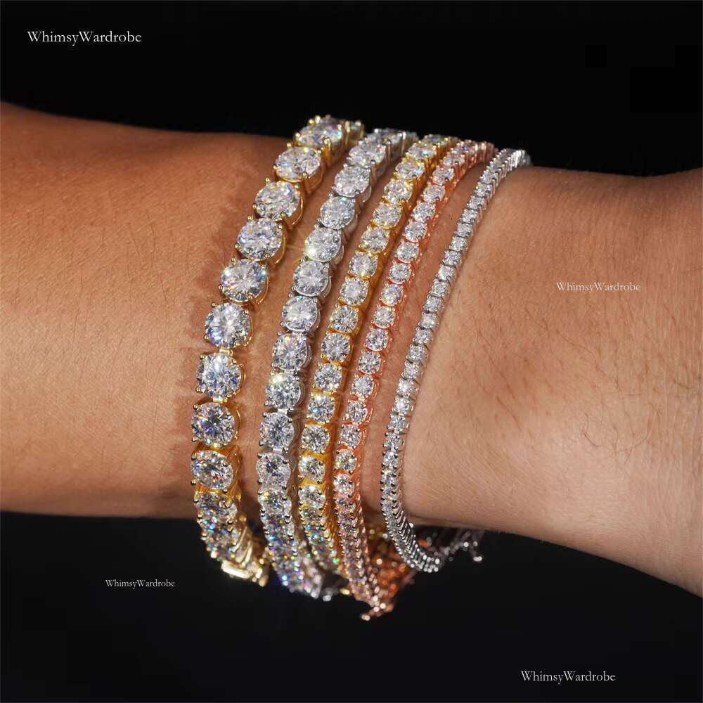 Wholesale Price Hip Hop Iced Out Fine Jewelry Sterg Sier 2mm 3mm 4mm 5mm 6.5mm VVS Moissanite Tennis Chain