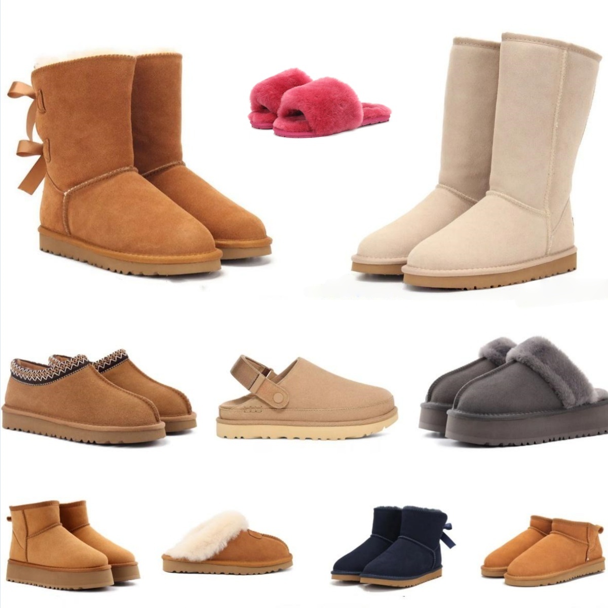 designer fluffy slipper platform Tasman slippers scuffs wool shoes sheepskin fur womens snow boots casual women goutside sliders leather boot