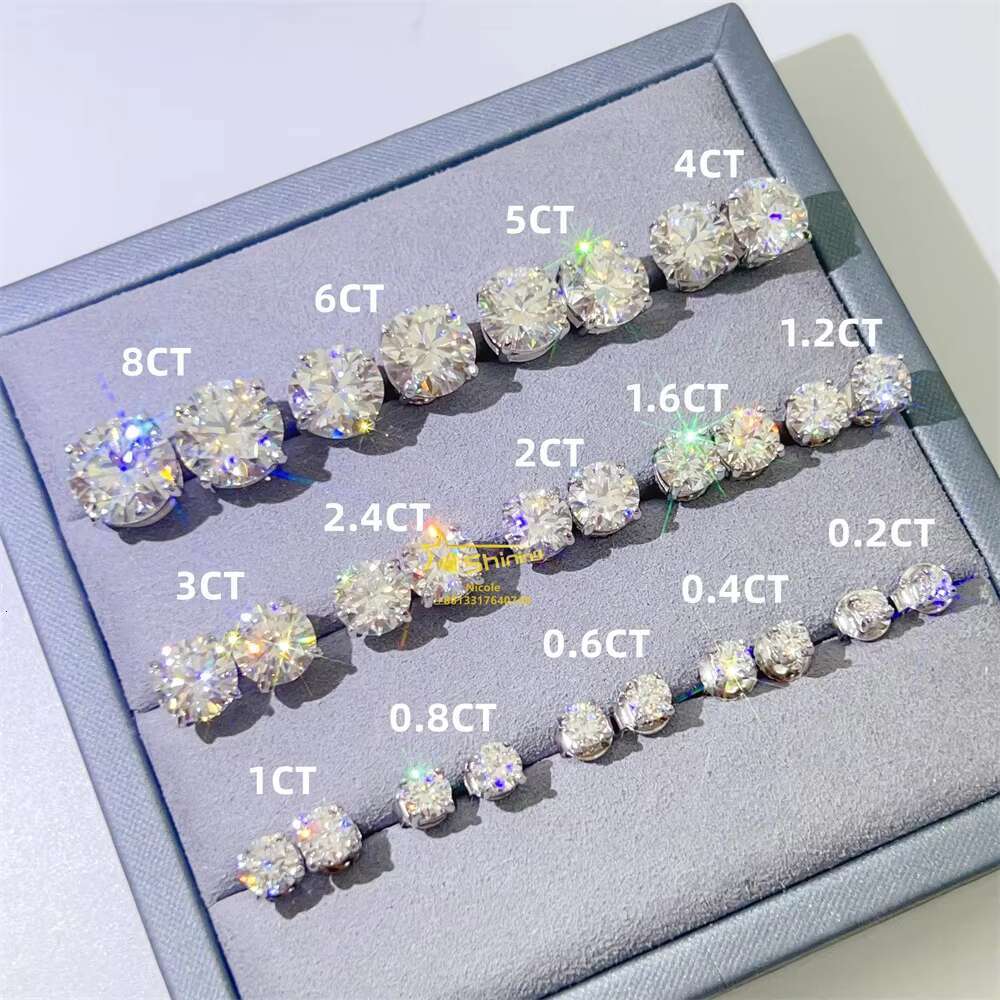 Hot Selling Wholesale Classic Design 4 Prongs Basket Screw Back 1 2 Carat Sterling Sier Moissanite Stud Earrings