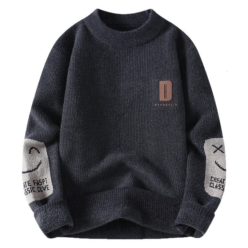 2025 Fleece Sweater Men Autumn Winter New Thickened Warm Lazy Style Knitwear Trendy Brand Round Neck Long Sleeve Sweater 201022