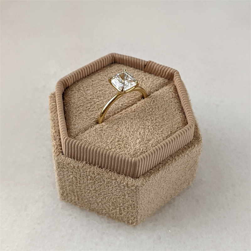 Fine Jewelry Real Yellow Gold 14K 18K 1.5 Carat Cushion Lab Diamond Engagement Solitaire Ring For Women E VS1 CVD HPHT Diamond Wedding Womens Ring