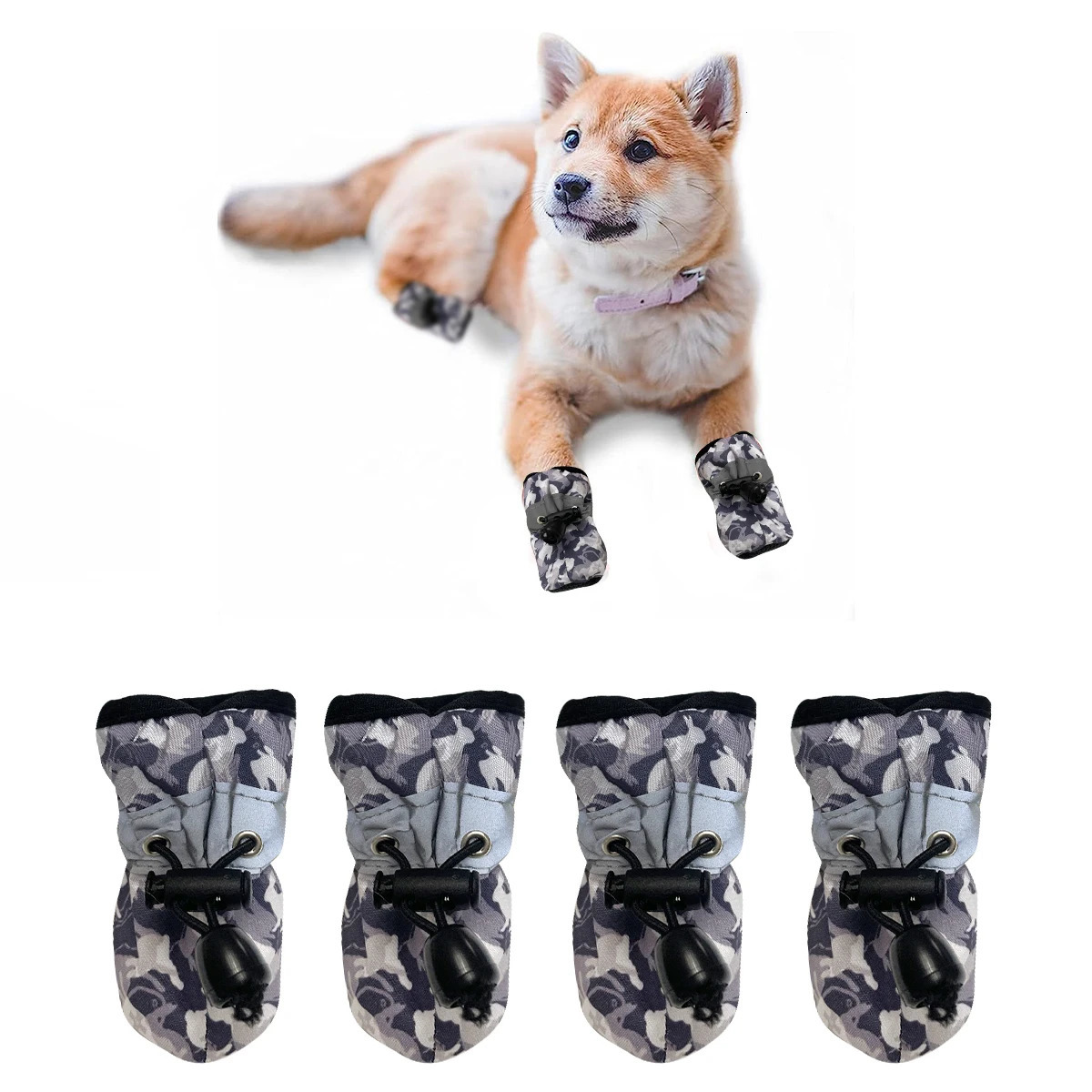 Dog Shoes for Large Dogs with Printed Medium Dog Boots Paw Protectors Summer Pavement Water-Resistant in Rainy Weather Ou 250402