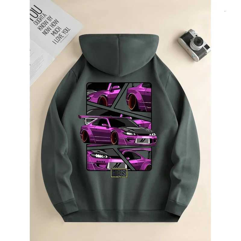 Mens new fashion hoodie casual daily drawstring hooded sweatshirt car print front kangaroo pocket mens jacket W251106