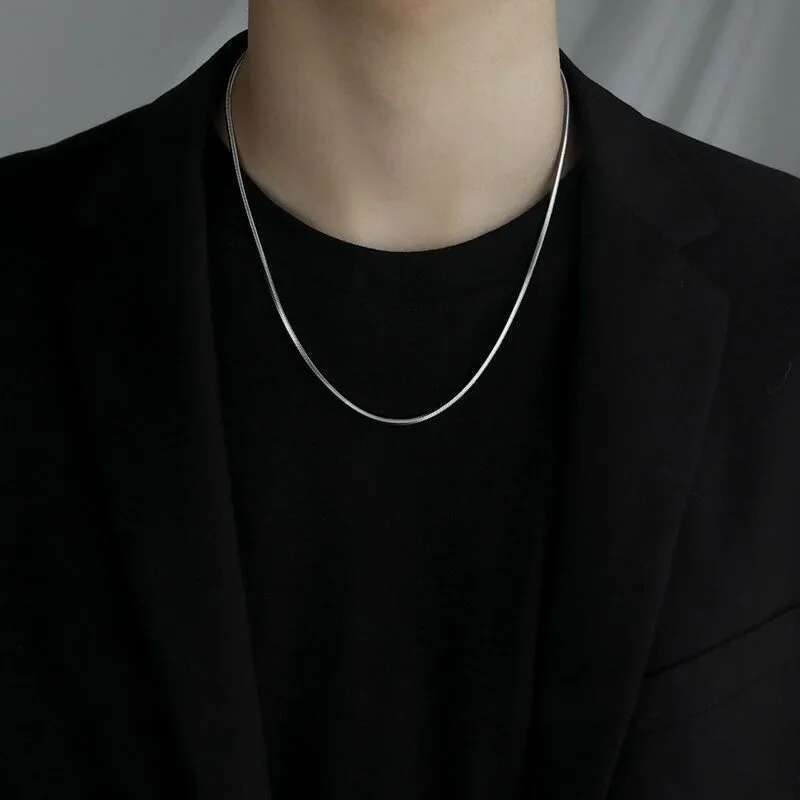 Punk Hip-hop 2MM Snake k Chain sterg sier Necklace for Men Women Sier Male Jewelry Gifts Cadenas Para Hombre