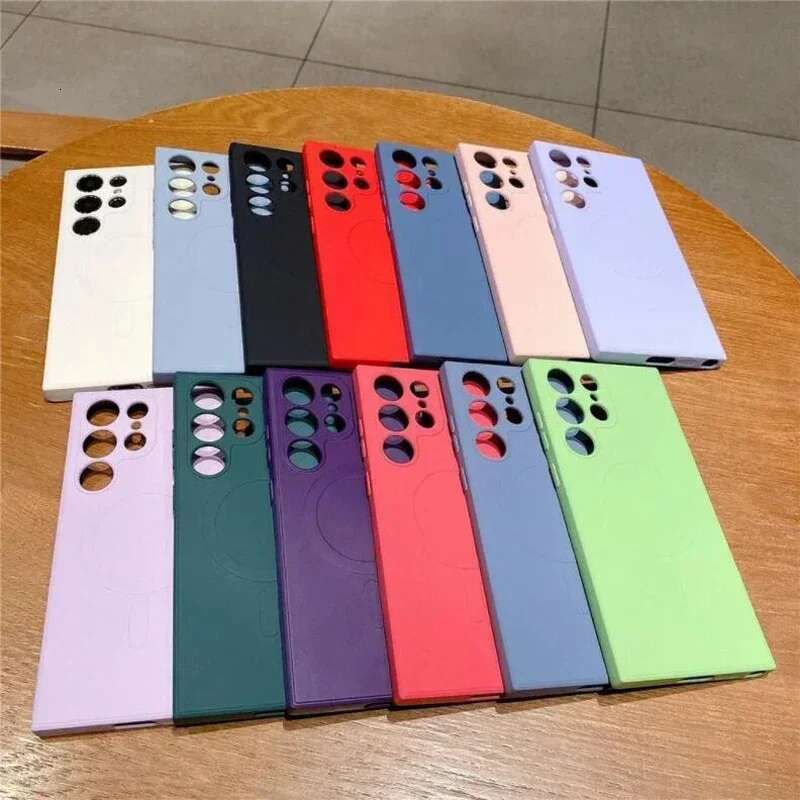 Liquid Silicone Magsafe Case For Samsung Galaxy S25 S24 S23 S22 Ultra Plus FE A55 A15 A35 4G 5G Magnetic Wireless Charging Cover