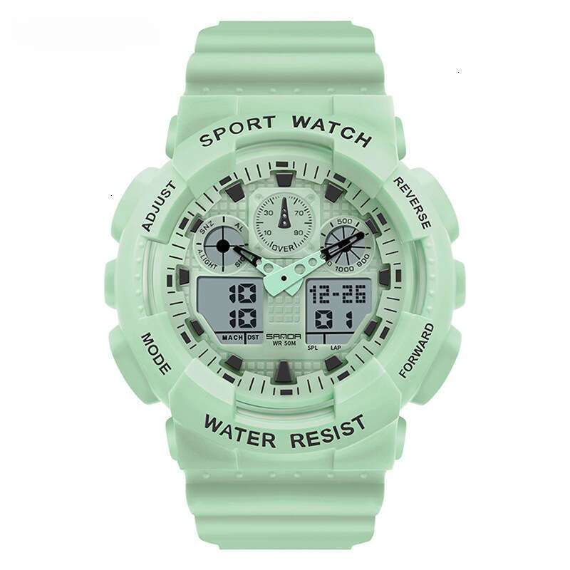 DHwatches Sanda Dual Movement Electronic Outdoor Casual Sports Waterproof Watch Multifunctional Trendy Cool Youth Wristwatch