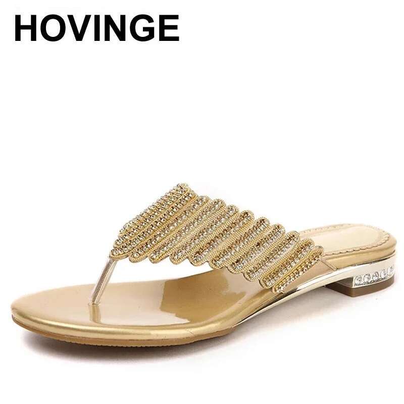 HOVINGE Beach sandals new summer flip p dia flat slippers sweet non slip Bohemian women's shoes