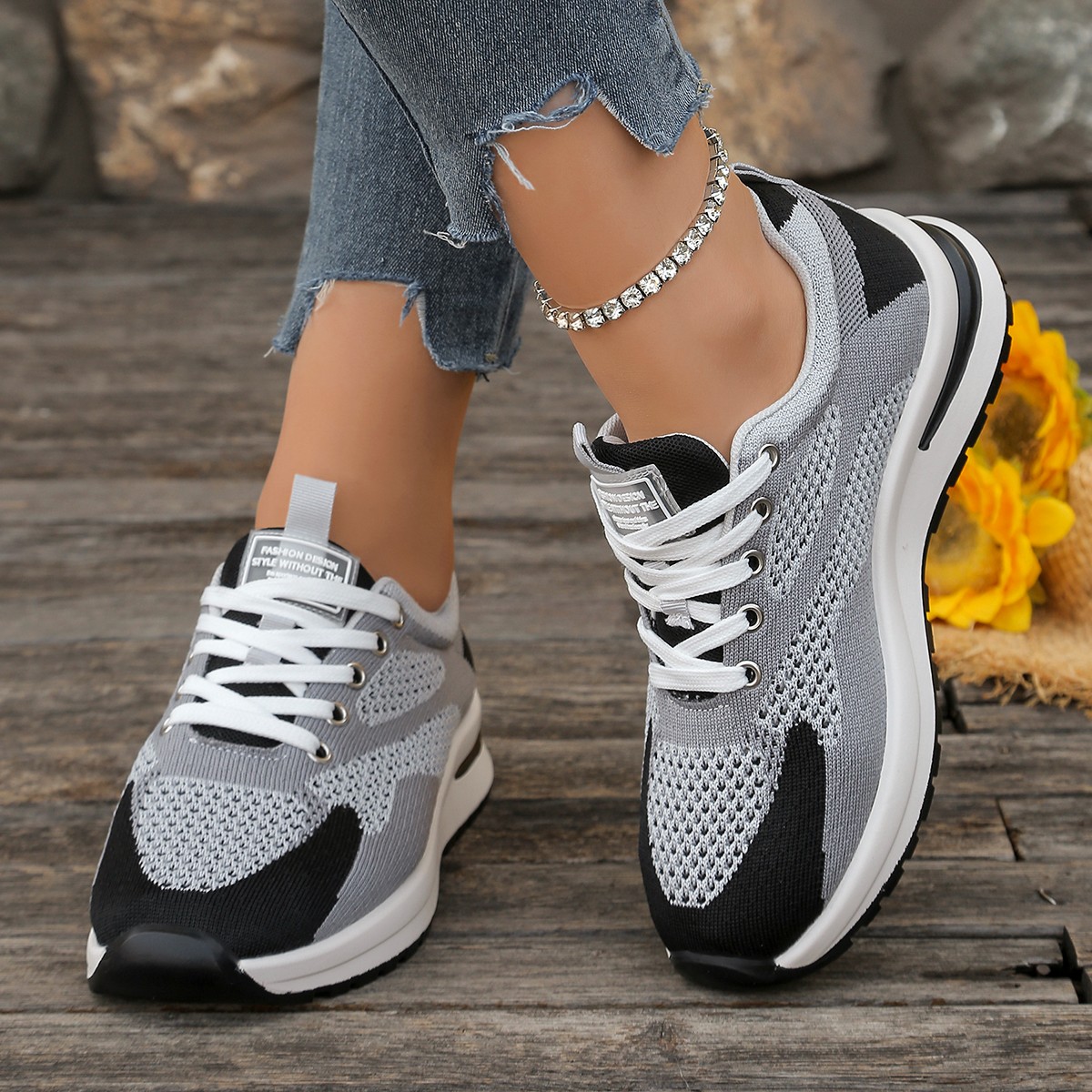 Breathable Mesh Sneakers for Women Spring Autumn Comfortable Lightweight Running Sports Shoes Woman Lace-Up Platform Female