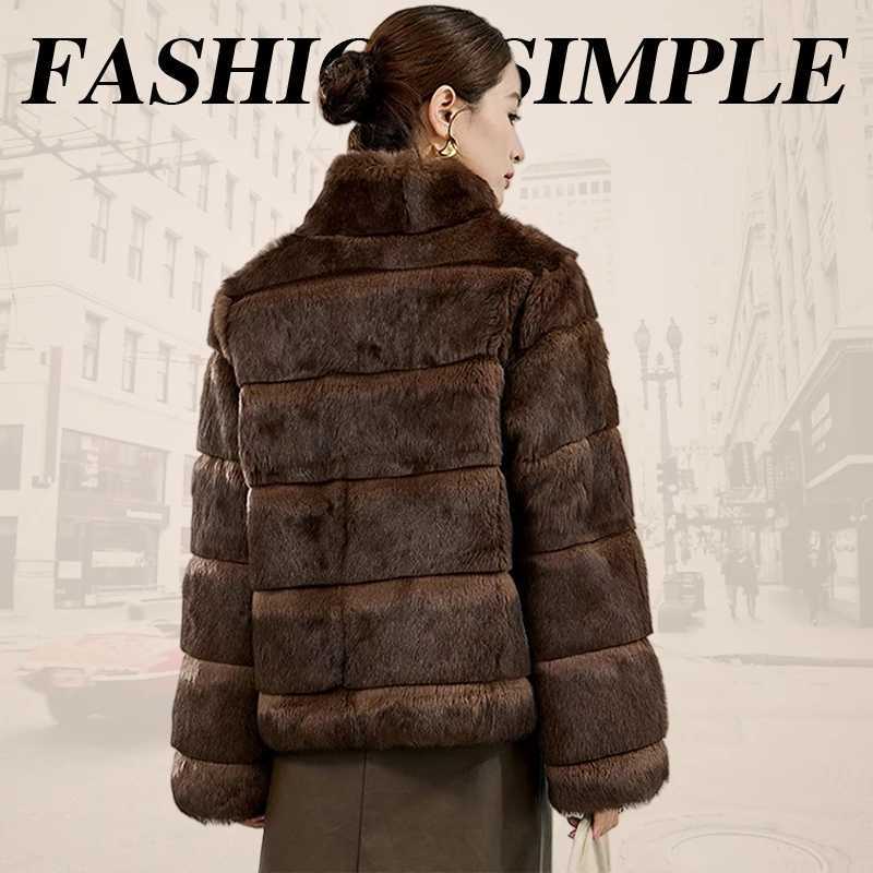 Designer woolen coat 100 Natural Womens Real Rabbit Fur jacket Hair Fur Coat 2025 New Winter Jackets Warm Elegant Outerwear Female Luxury CoatsY251106