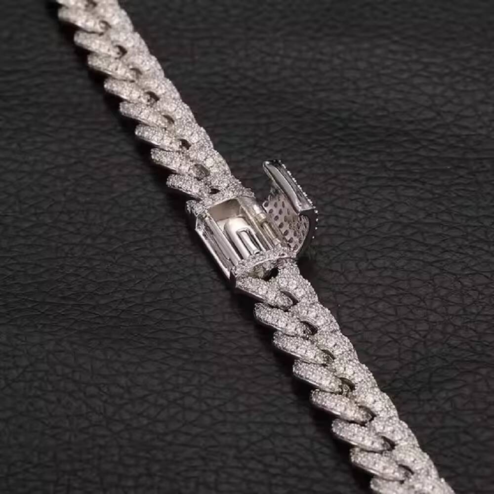 Luxury Hip Hop Vvs Moissanite Men Chain 925 Sterling Silver Iced Out Baguette Diamond Cuban Chain for Men