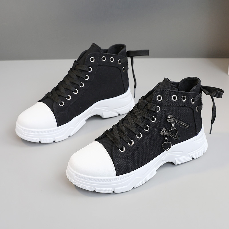 Canvas shoes women casual shoes high top shoes breathable thick sole height increasing Martin boots comfortable fashionable sports