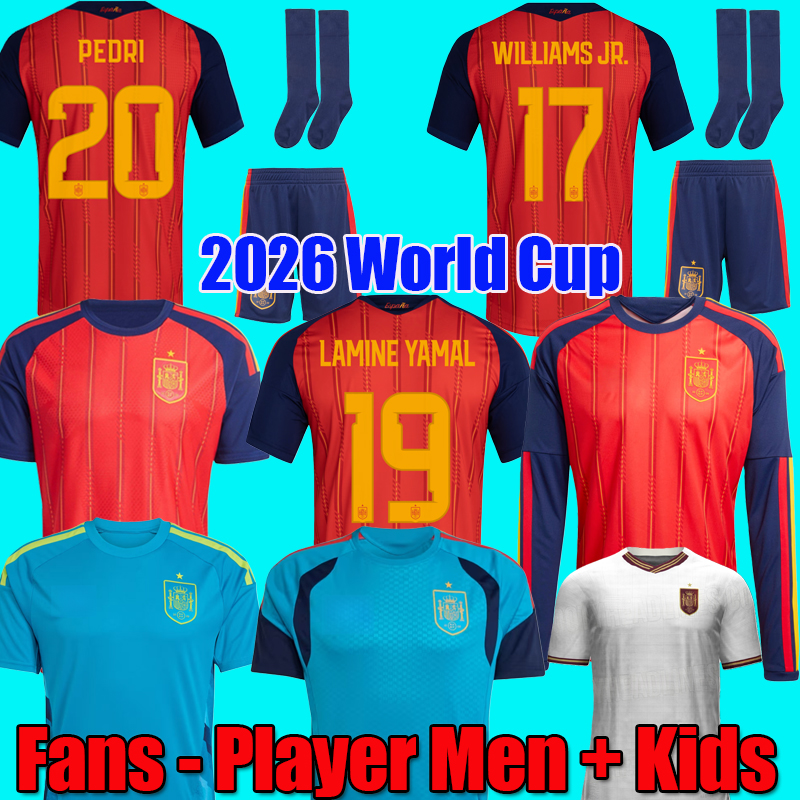 25 26 Spain soccer jerseys PEDRI 2026 World Cup Espana MORATA CARVAL fans Player football shirt men woman kids kits OLMO FERRAN RODRIGO LaMiNe YAMAL 16-4XL