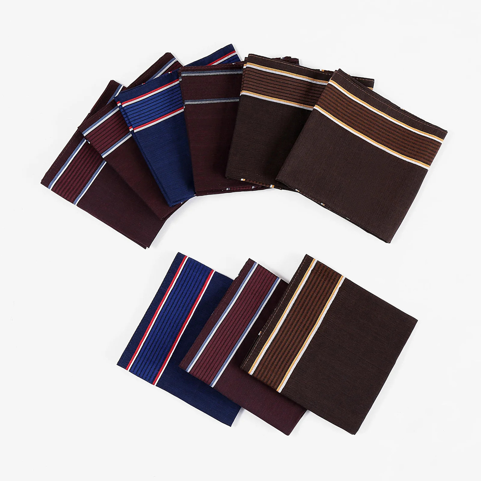 6/12PCs Mens Handkerchief Cotton Square Woven Mixed Tri-Color Classic Vintage Business Checked Dark Multicolor Gentleman Pocket 250403