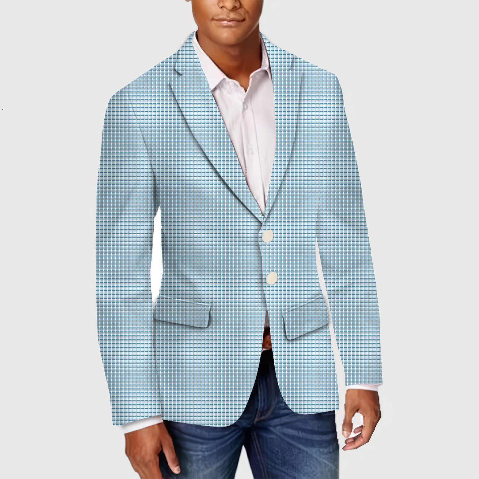 Mens spring top commuting casual printed double button suit jacket mens plus size British suit