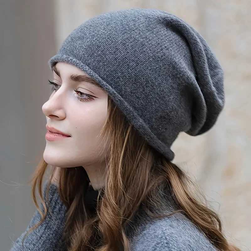 Korean style all-match warm windproof breathable fashion knitted pile hat men and women casual winter heaear W251106