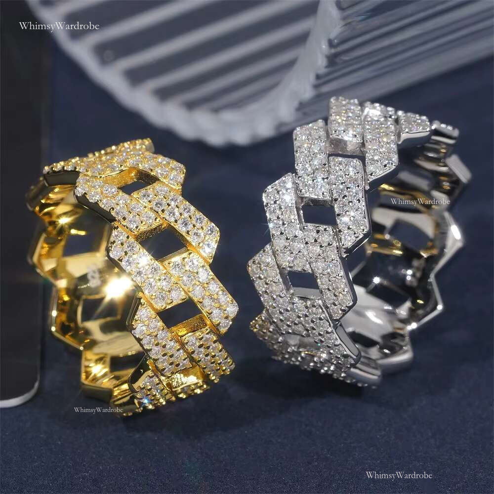 Wholesale RTS Fine Jewelry High Quality VVS Moissanite Sier Ring for Women and Men Passes Dia Test