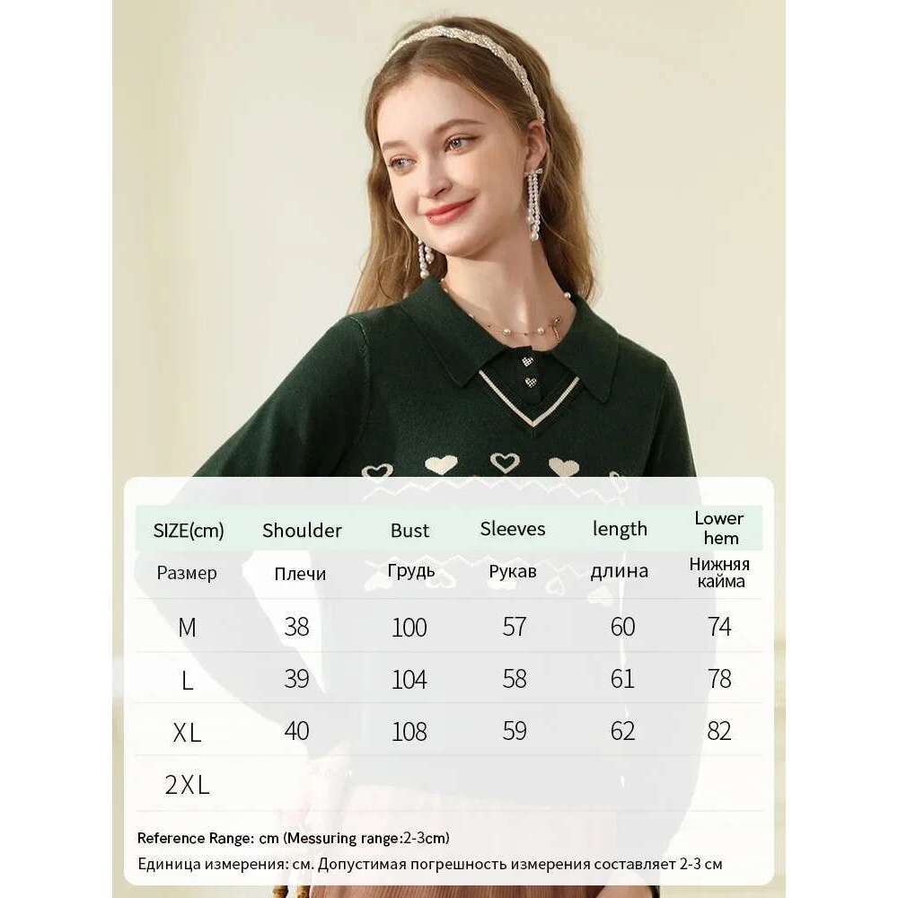 Polo Collar Fake Two Soft Lazy Women Sweater Autumn New Loose Preppy Style Knitted Cozy Pullover