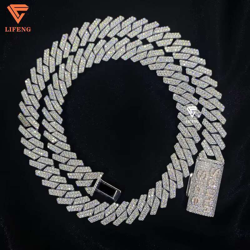 Hot Selg Chain Necklace 14mm VVS Round Moissanite Dia High-End Fashion Jewelry in Gold for Gift