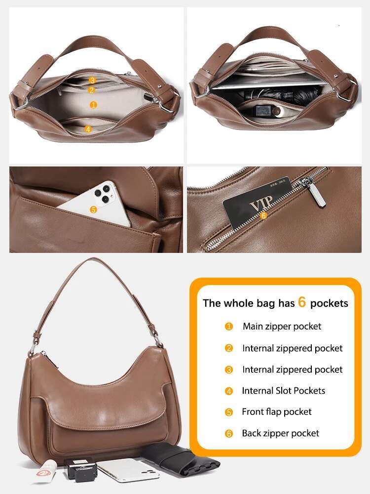 Zency Women's Fashion Hobo 100% Genuine Leather Soft Shoulder Bag Ladies Designer Handbag Crossbody Satchel Large Capacity