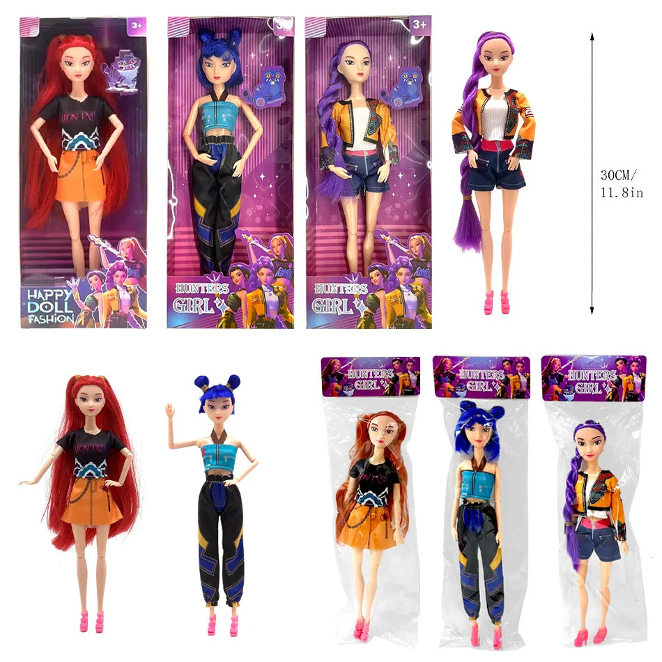 11in Kpop Demon Hunters Action Figure K-POP Demon Slayer Vinyl Doll Lumimila Zoey Desktop Ornament Toy For Kid Gifts 251105