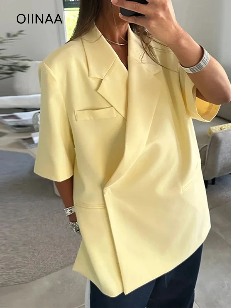 Circyy Blazers for Women Long Sleeves Oversize Suit Jacket Turndown Collar Button Outerwear Spring Autumn Office Lady 251106