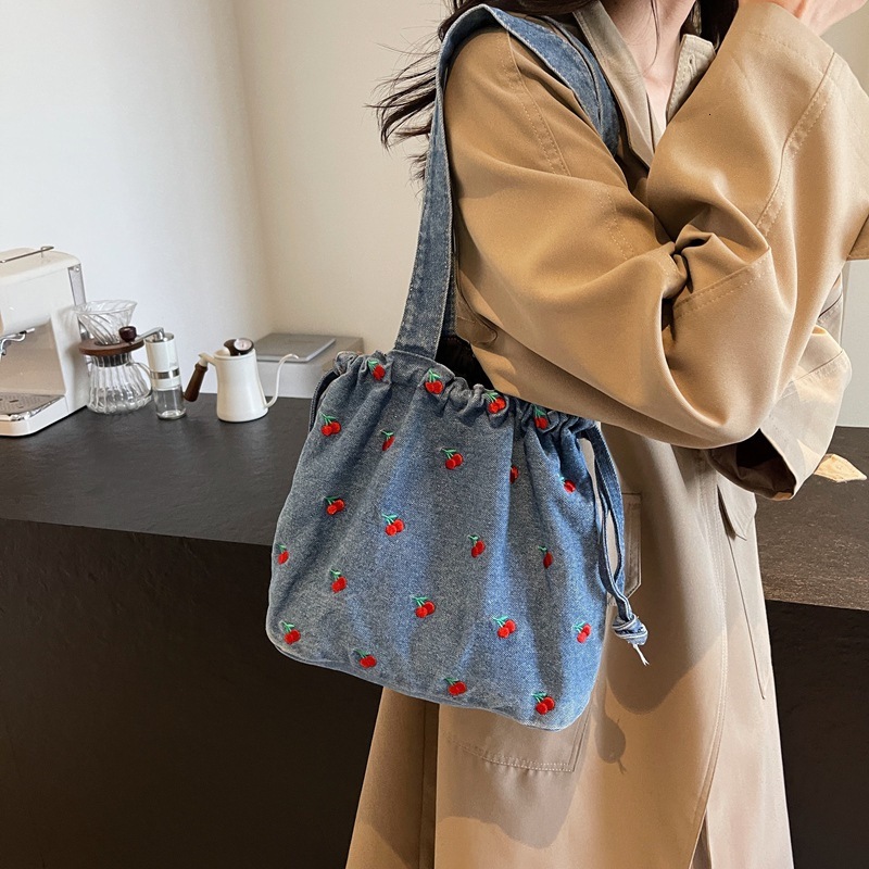 designer bag Canvas new cute cherry crossbody large capacity handbag denim tote bag coachtotebag