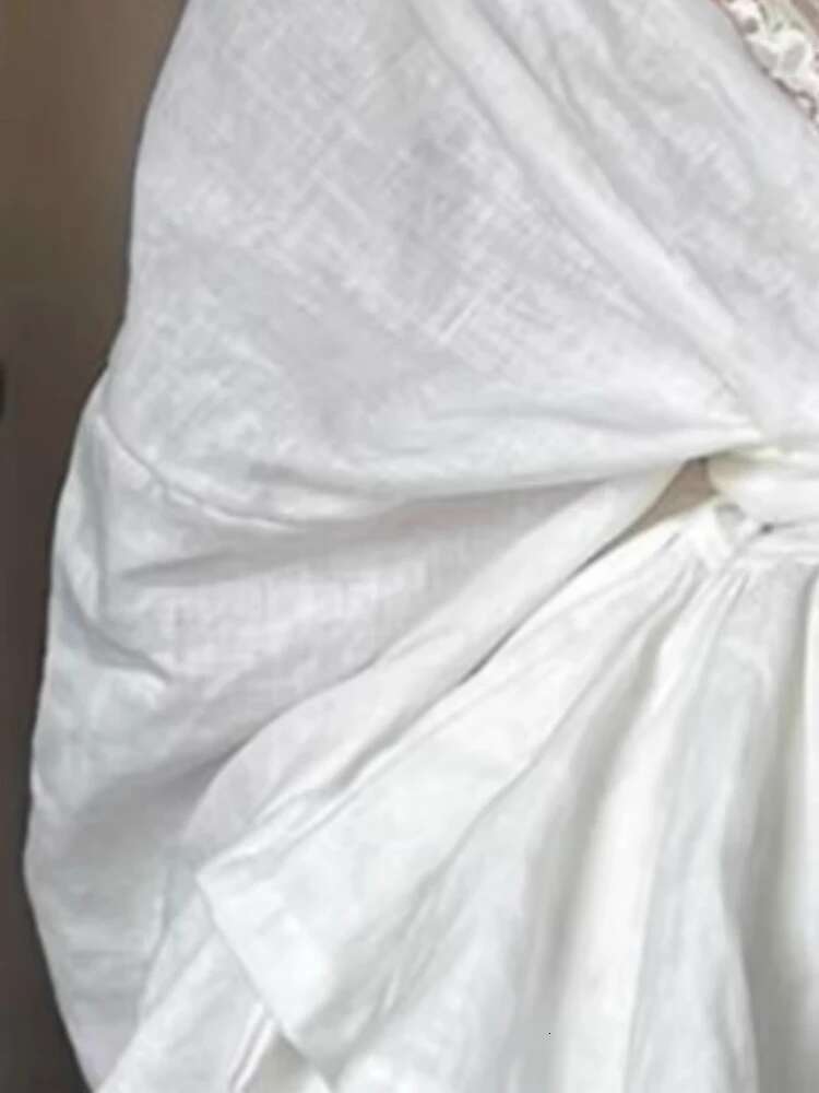 Sexy Lace Patchwork Women Blouses Korean Temperament Lady Tops 2025 Camisas De Mujer V-Neck Bandage Fashion Sweet Blouse Shirts