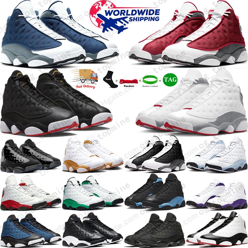 With Box Jumpman 13 13s Basketball Shoes For Mens Blue Grey Red Black Flint Playoffs Wheat Court Purple Hyper Royal Obsidian Breed Sports Sneaker Trainers