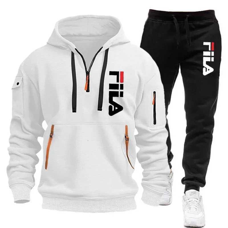 Two sets of 2025 new fashionable mens sportswear a zippered hooded sweatshirt and sweatpants for casual fitness and joggingXJ251106