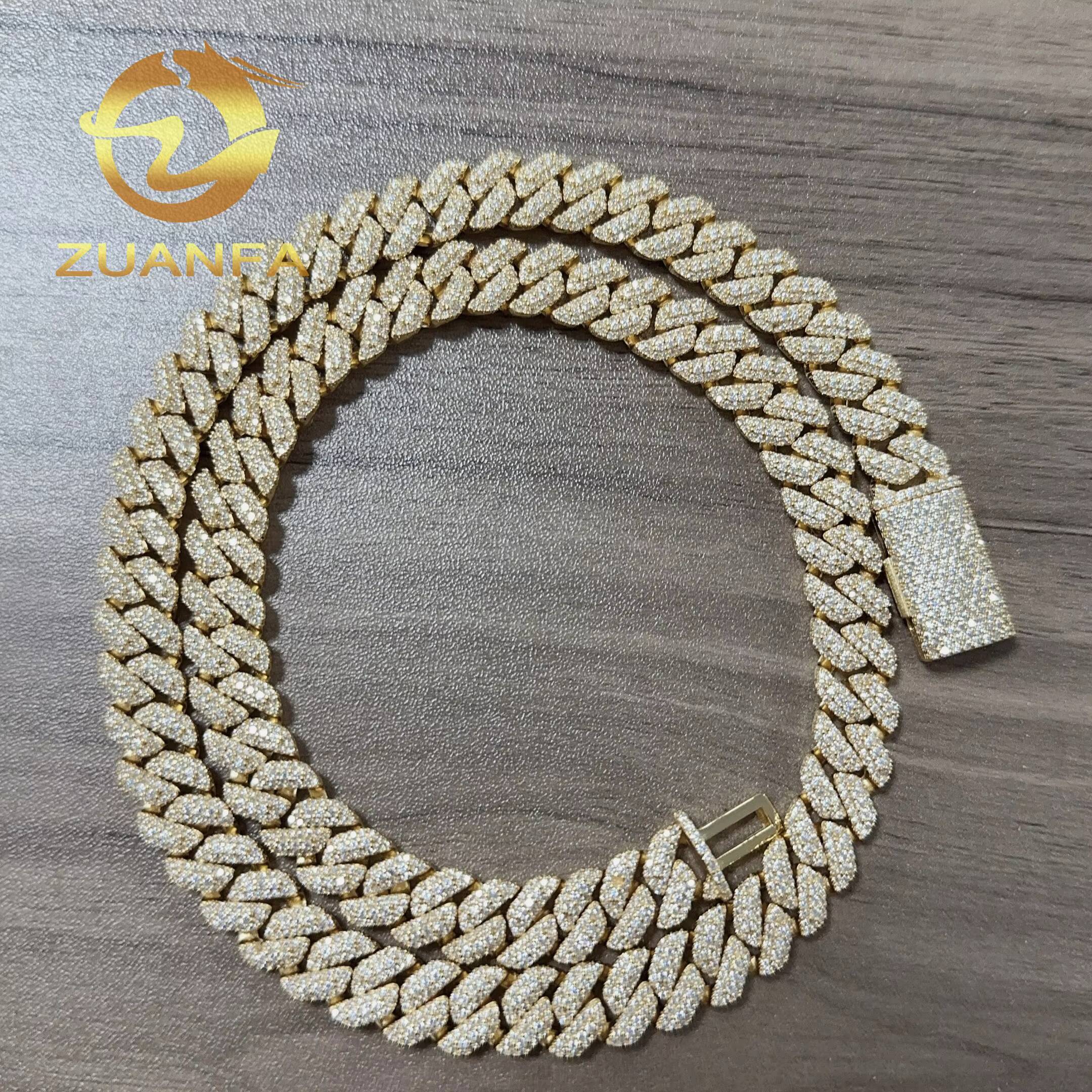 Hip Hop Jewelry 10MM Moissanite Diamond Cuban Link Chain 925 Silver Cuban Link Chain Iced Out With GRA Certificate