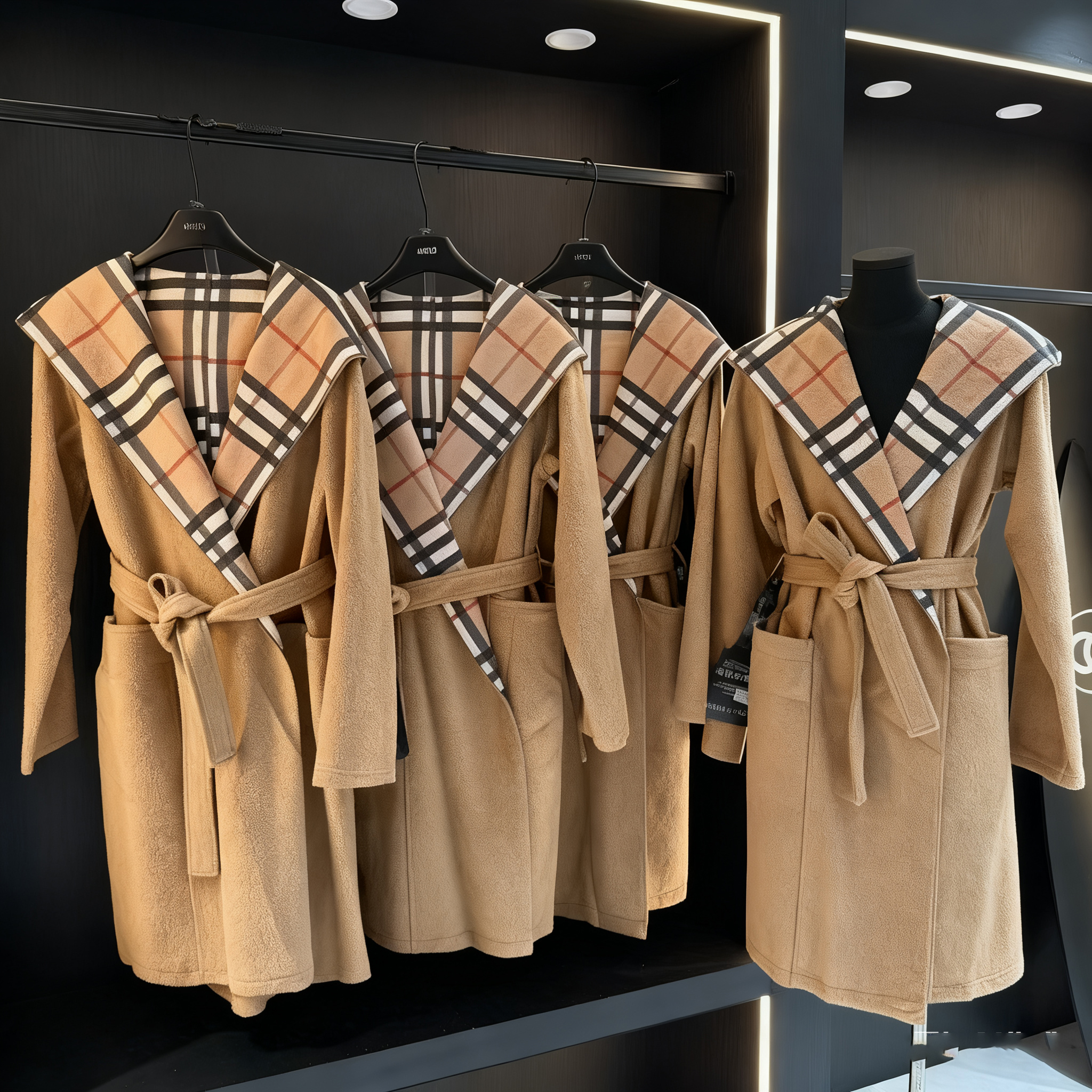 2026 hooded coat autumn and winter new blend wool women's long plaid loose double seam trench coat