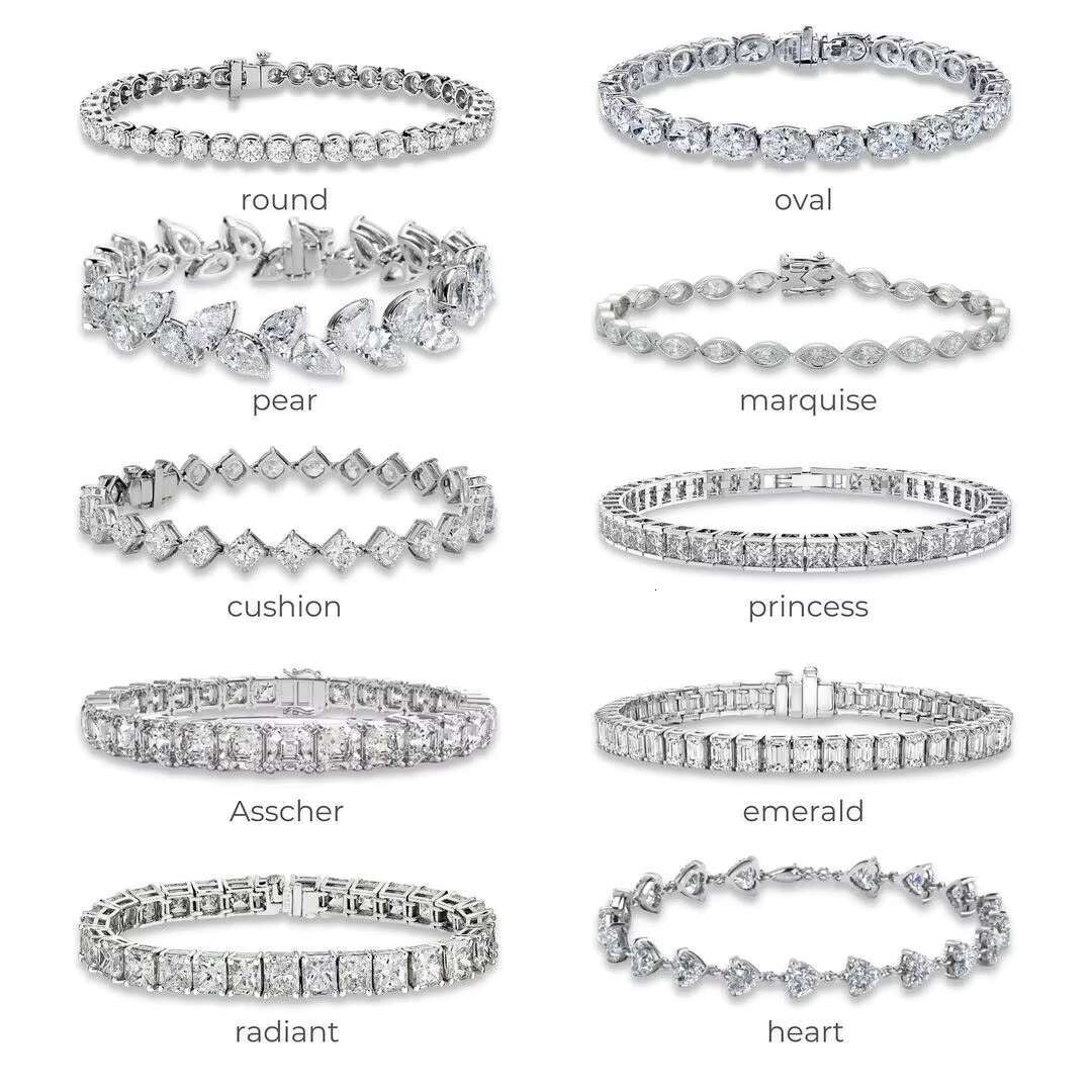 Factory Direct Sales Large Stock Hip Hop Jewelry 2.0mm 3mm 4mm 5mm 6.5mm VVS Moissanite Diamond 925 Silver Iced Out Tennis Chain