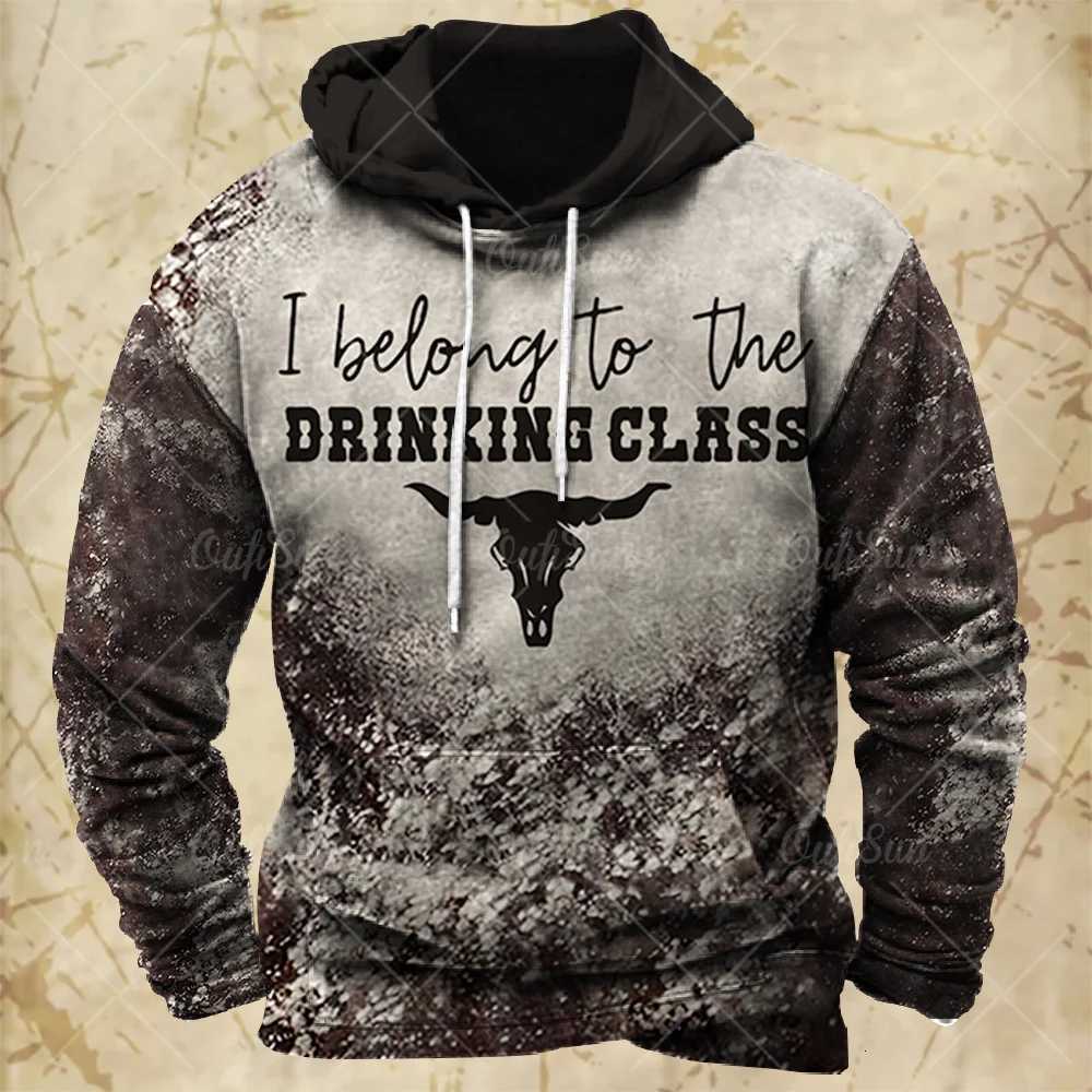 Men Hooded Vintage Print Sweatshirt Ethnic Style Hoodie Autumn and Winter Oversized Casual Mens Clothing Daily Street Pullover W251106