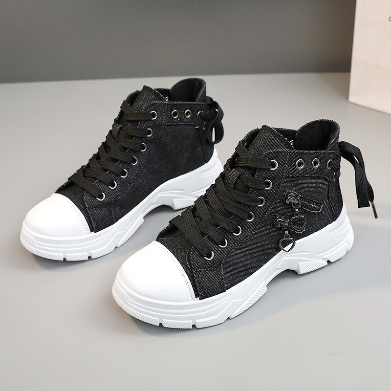 Canvas shoes women casual shoes high top shoes breathable thick sole height increasing Martin boots comfortable fashionable sports