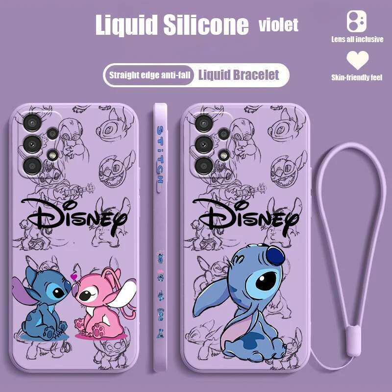 Lilo & For Samsung A72 A54 A53 A52 A42 A34 A32 A25 A24 A23 A22 A15 A14 A13 A12 Liquid Left Rope Phone Case