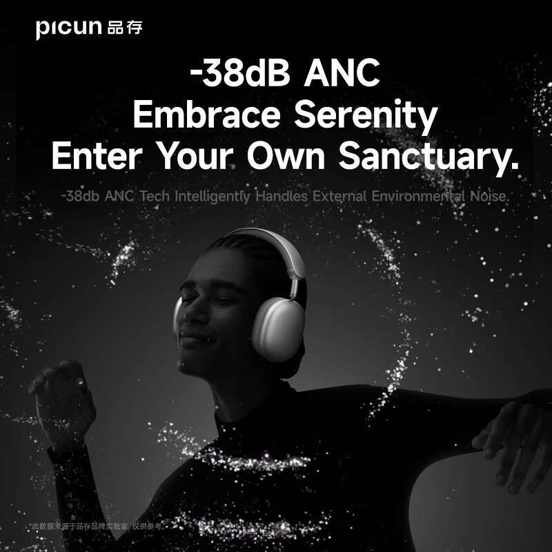 Picun F8 Pro Wireless Headphones 3D Spatial Audio Head Tracking -52dB ANC HIFI Bluetooth Headset ENC HD Mic Low-Latency APP