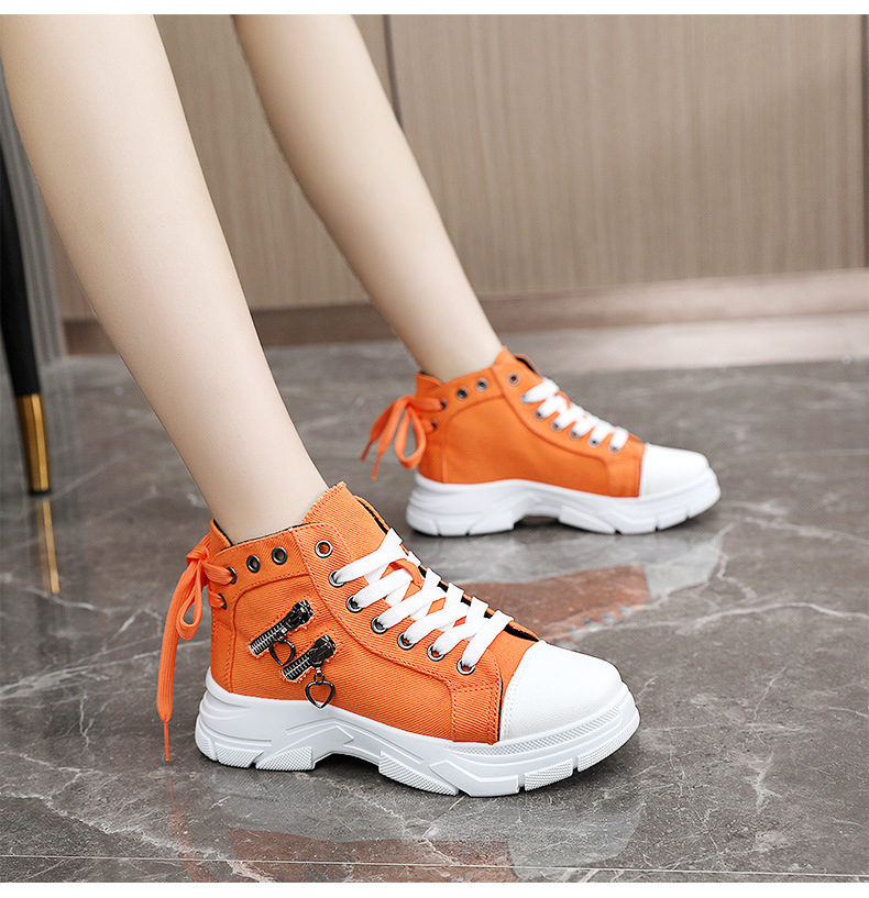 2025 New Canvas shoes women casual shoes high top shoes breathable thick sole height increasing Martin boots comfortable fashion sports