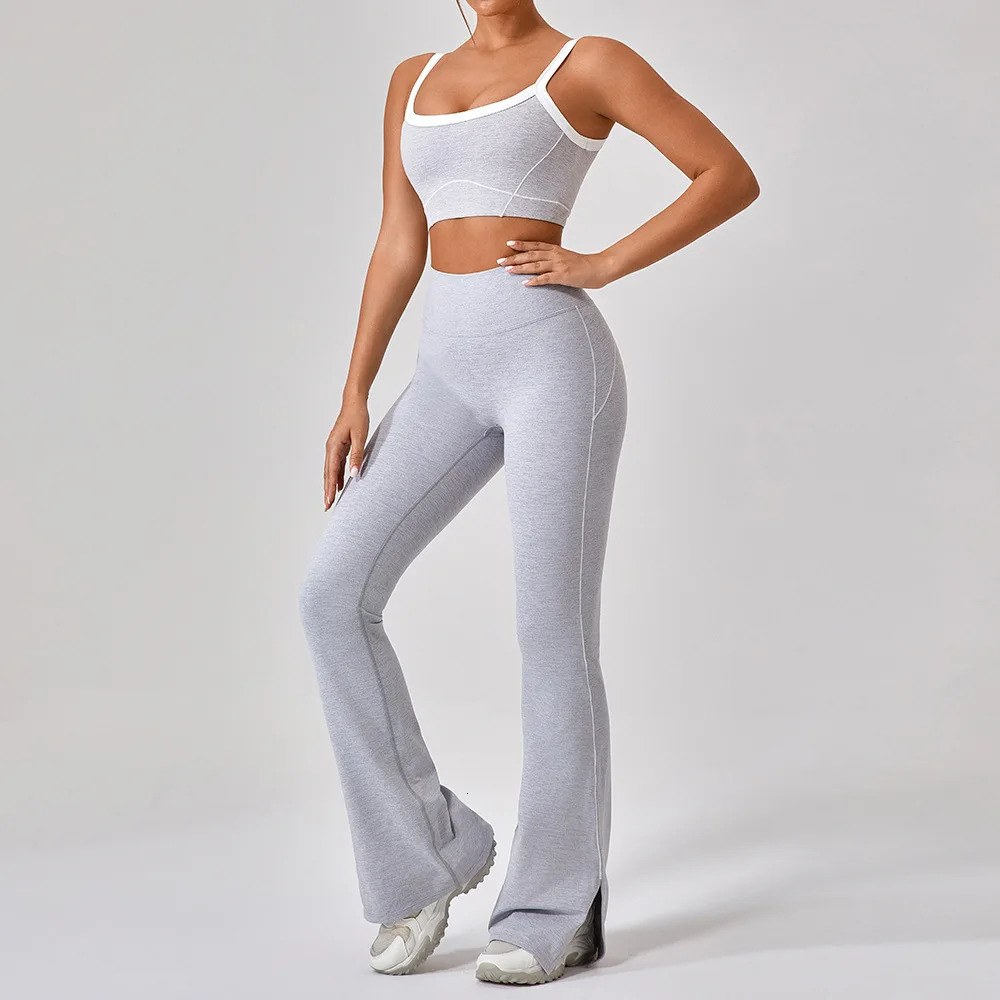Womens 2-piece sports running set boot set Y2K cut vest top and pants set sportswear 250402