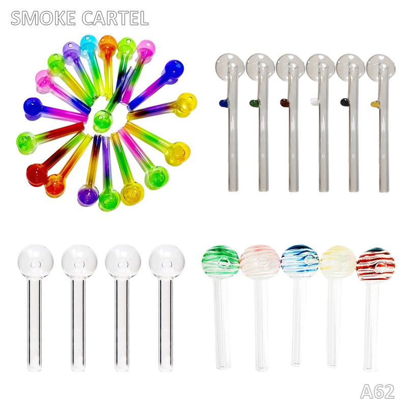 Assorted Glass Oil Burner Bubbler Pipe 10cm 12cm 14cm 18cm Smoking Dab Burners Smoke Pipes Accessories