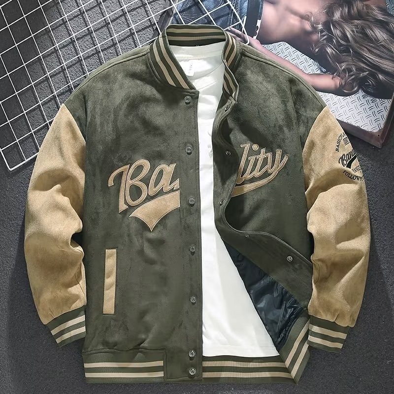 Suede Baseball Designer Jacket Jacket Men's Autumn Winter American Retro Coat Spring Autumn Loose Top Embroidered Bomber Jacket Trendy