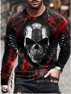 Summer new 3D printed mens camouflage pullover long sleeved casual T-shirt mens clothing