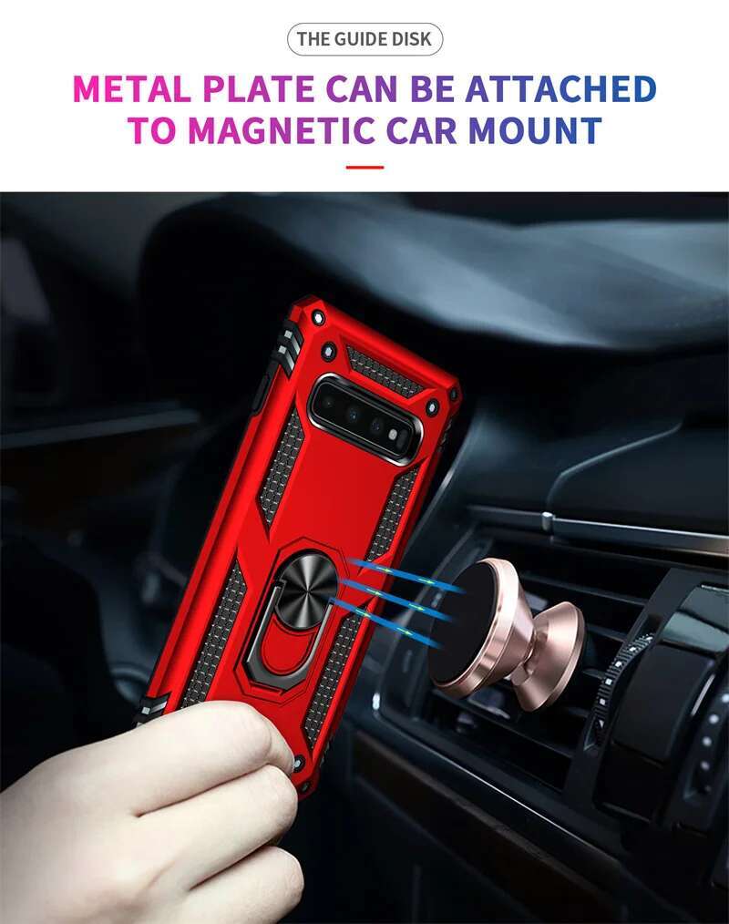 Galaxy S8 S9 S10 Plus Armor Magnetic Ring Holder Kickstand Phone Case For Samsung S7 S10E Note 8 9 Back Cover