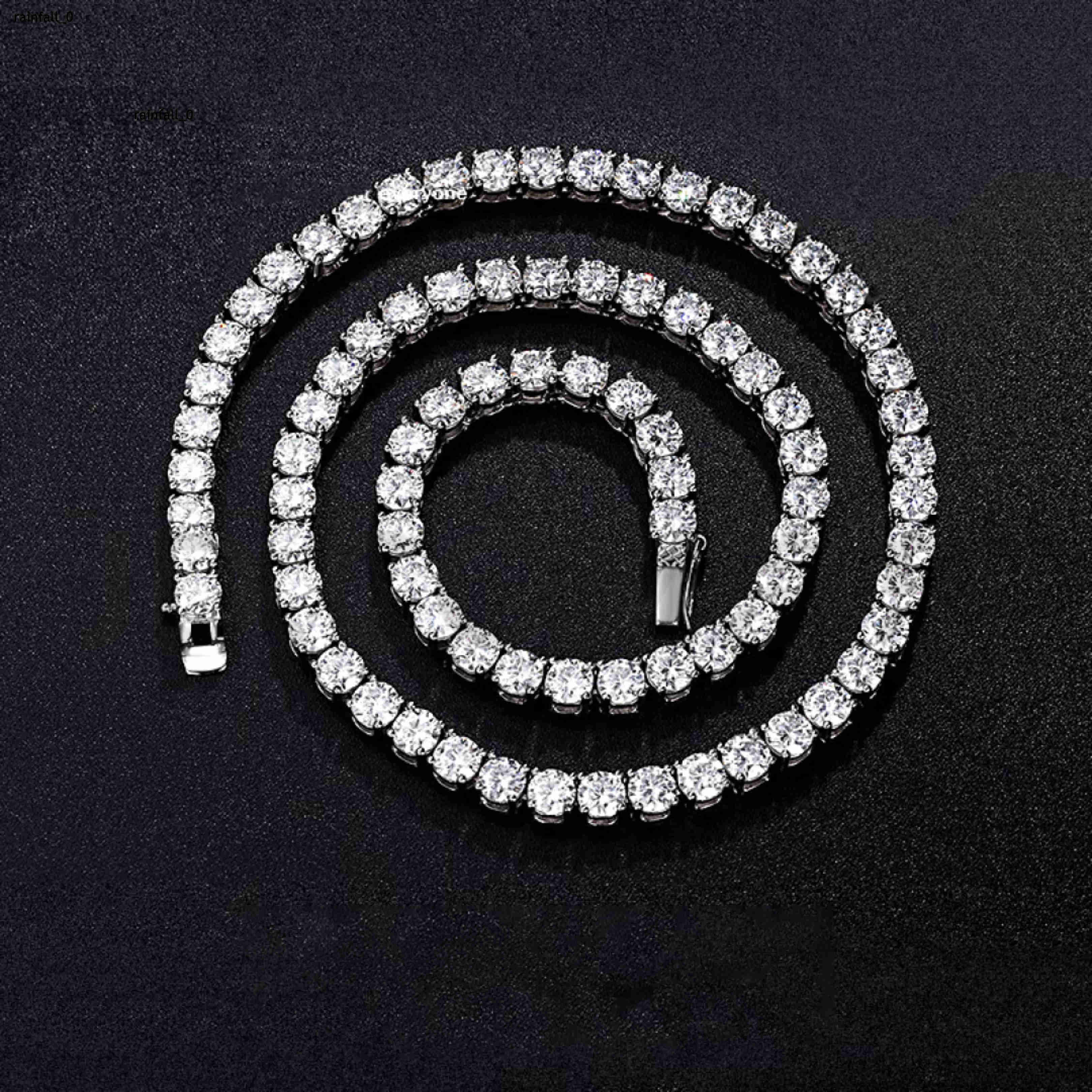 Moissanite Tennis Chian Silver925 With 18K Gold Plated D Color VVS Moissanite Diamond Chain Necklace Fashion Tennis Style