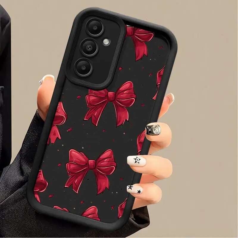 Phone case for Samsung Galaxy A55 A52 A33 cases A24 A15 A12 A23 A22 5G A54 A52s A53 A14 funda Cover Cool Red Cartoon Bow